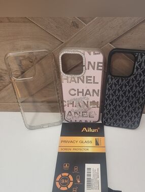 iPhone 15 Pro Max phone cases (3) & Ailun privacy glass screen protectors (2)